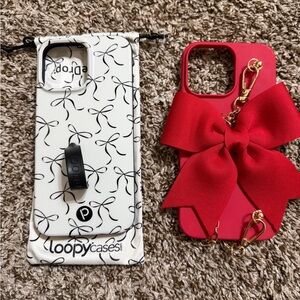 Loopy Case Black and Red Bow iPhone 16 pro max case